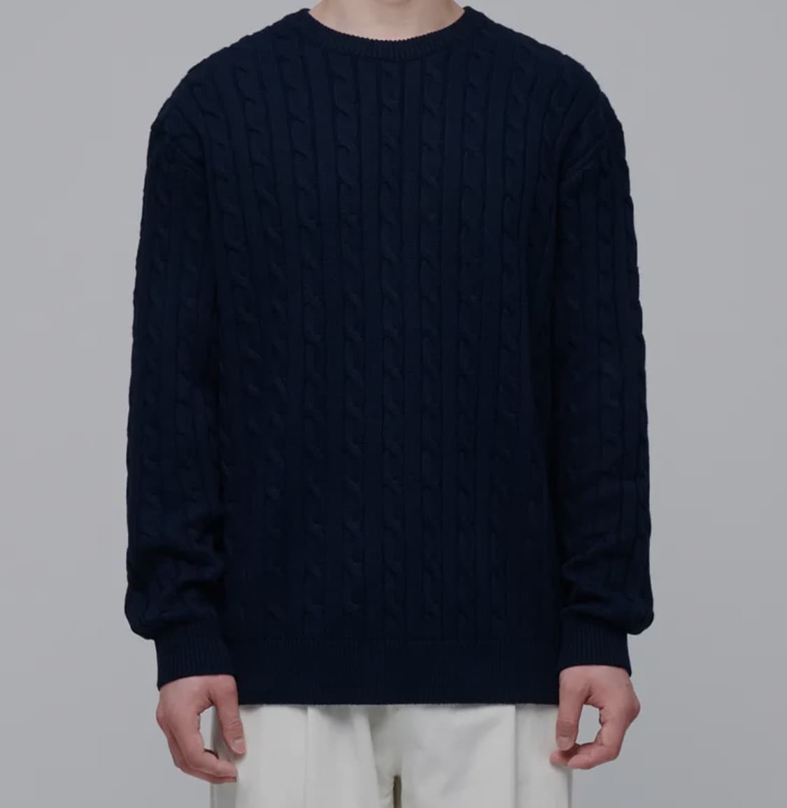 (실착3회) 무신사 스탠다드 울 캐시미어 케이블 크루 넥 니트 상품이미지1