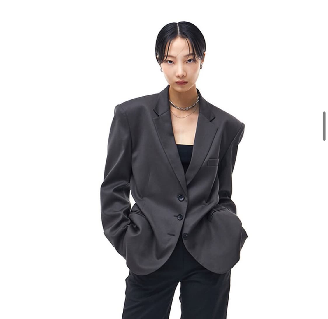 킴지수 도지 핀치드 오버사이즈 테일러드 자켓 다크 그레이 상품이미지1