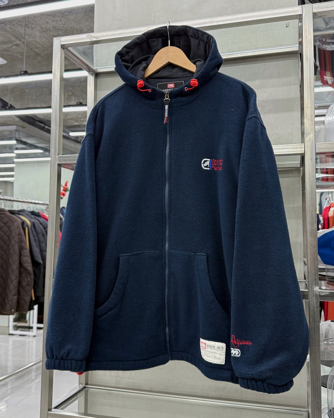 에코 언리미티드 00s 백로고 플리스 자켓 네이비 상품이미지6