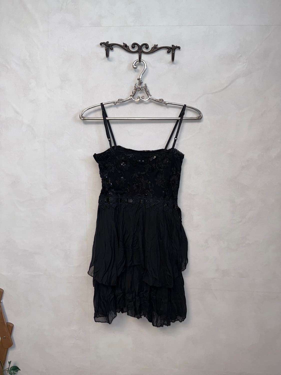 Black oriental floral chiffon sleeveless 상품이미지5