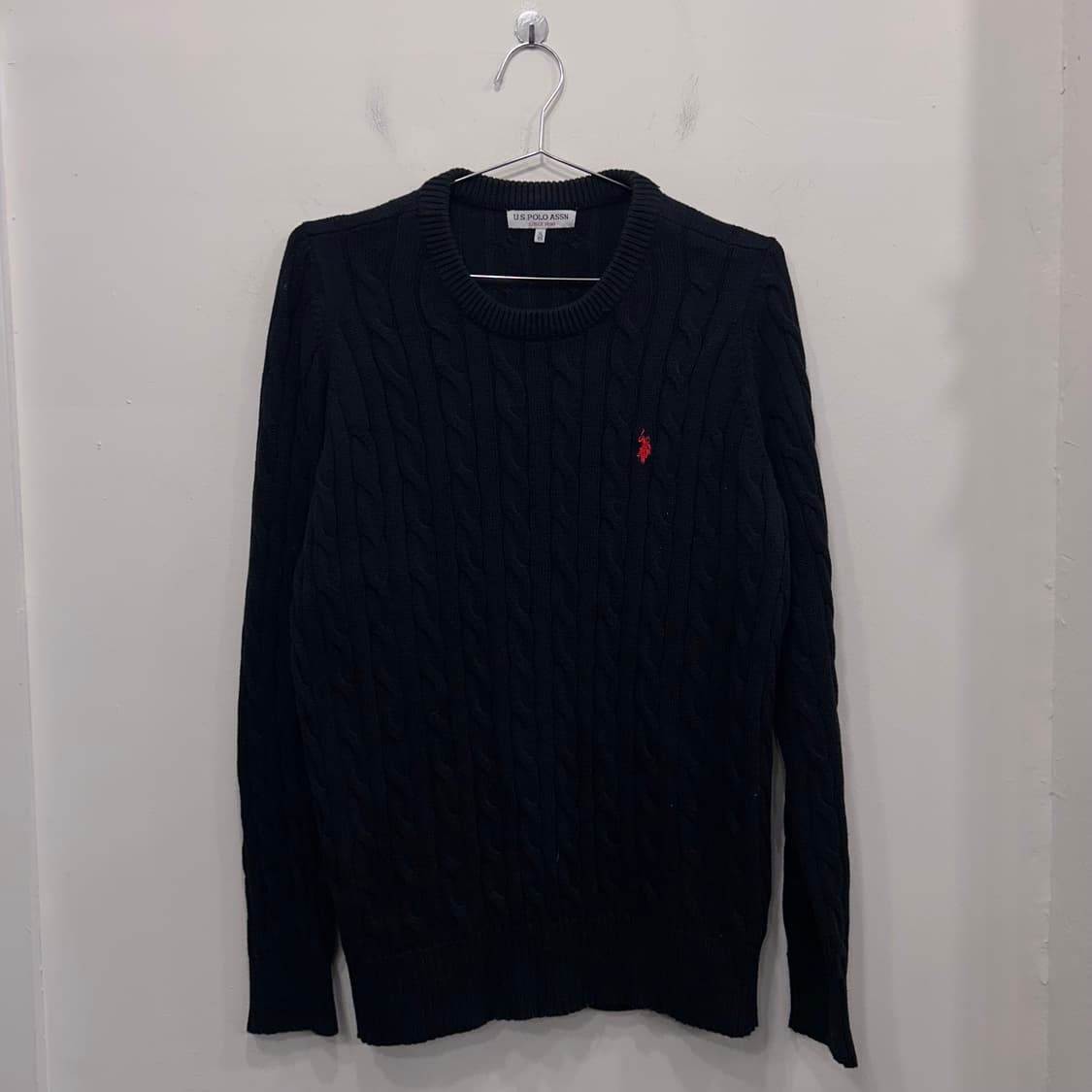 US POLO ASSN 자수로고 꽈배기 코튼 니트 상품이미지2