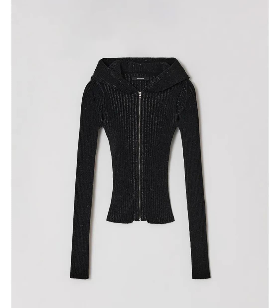 다이애그널 메탈 후디 집업 니트 블랙 상품이미지3