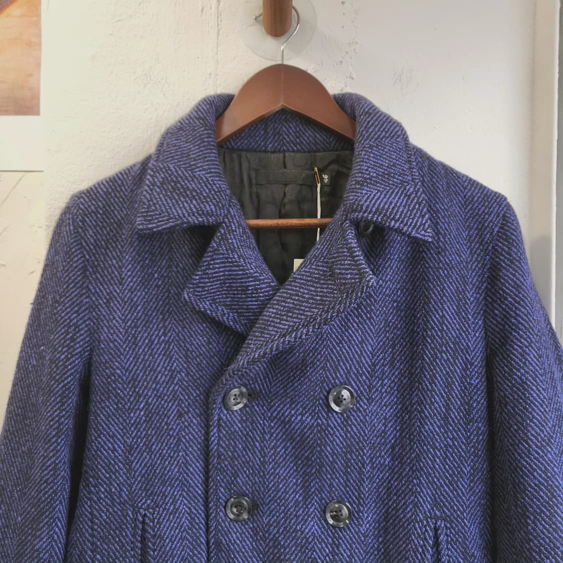 FUGA 블루 헤링본 누빔 피코트 상품이미지4