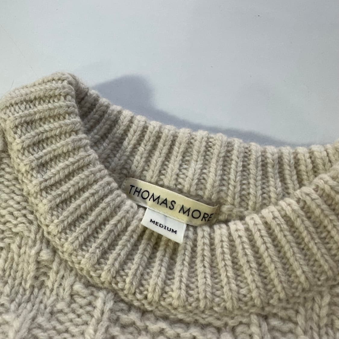 M 95-100 토마스모어 아이보리 울100% 헤비울 크루넥니트 상품이미지2