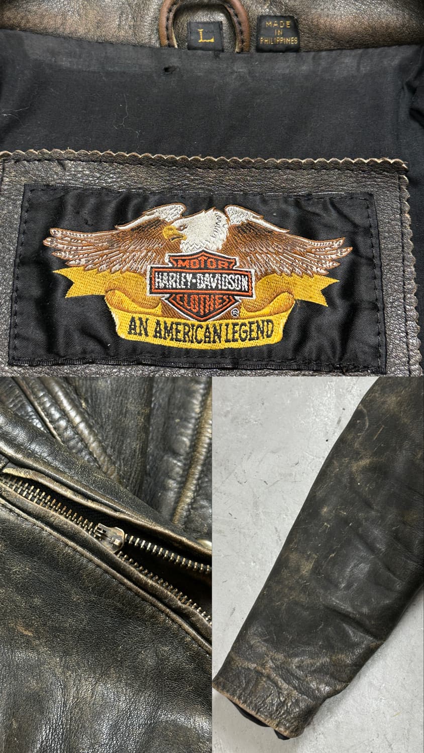 00's 할리데이비슨 디스 레더 자켓 풀그레인 레더 자켓 상품이미지9