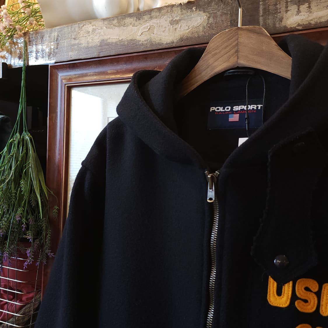 90s 폴로 스포츠 랄프로렌 미 공군 사관학교 울 후드 카뎃 코트 XL 상품이미지5