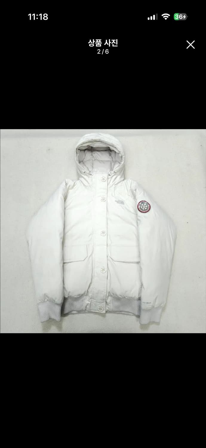 노스페이스 여성 후드 화이트 숏패딩 상품이미지1