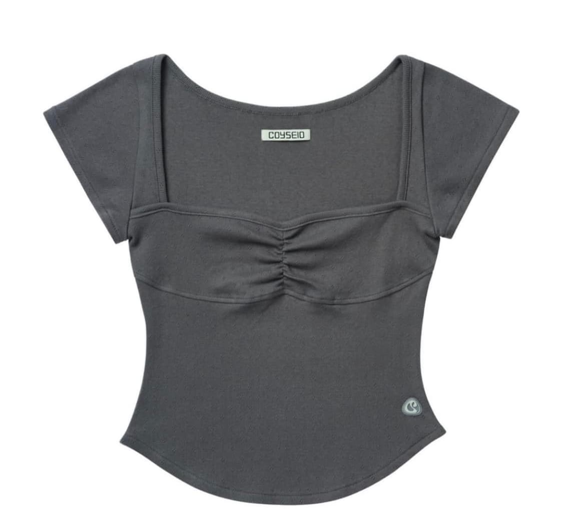 코이세이오 punching shirring top charcoal 상품이미지1