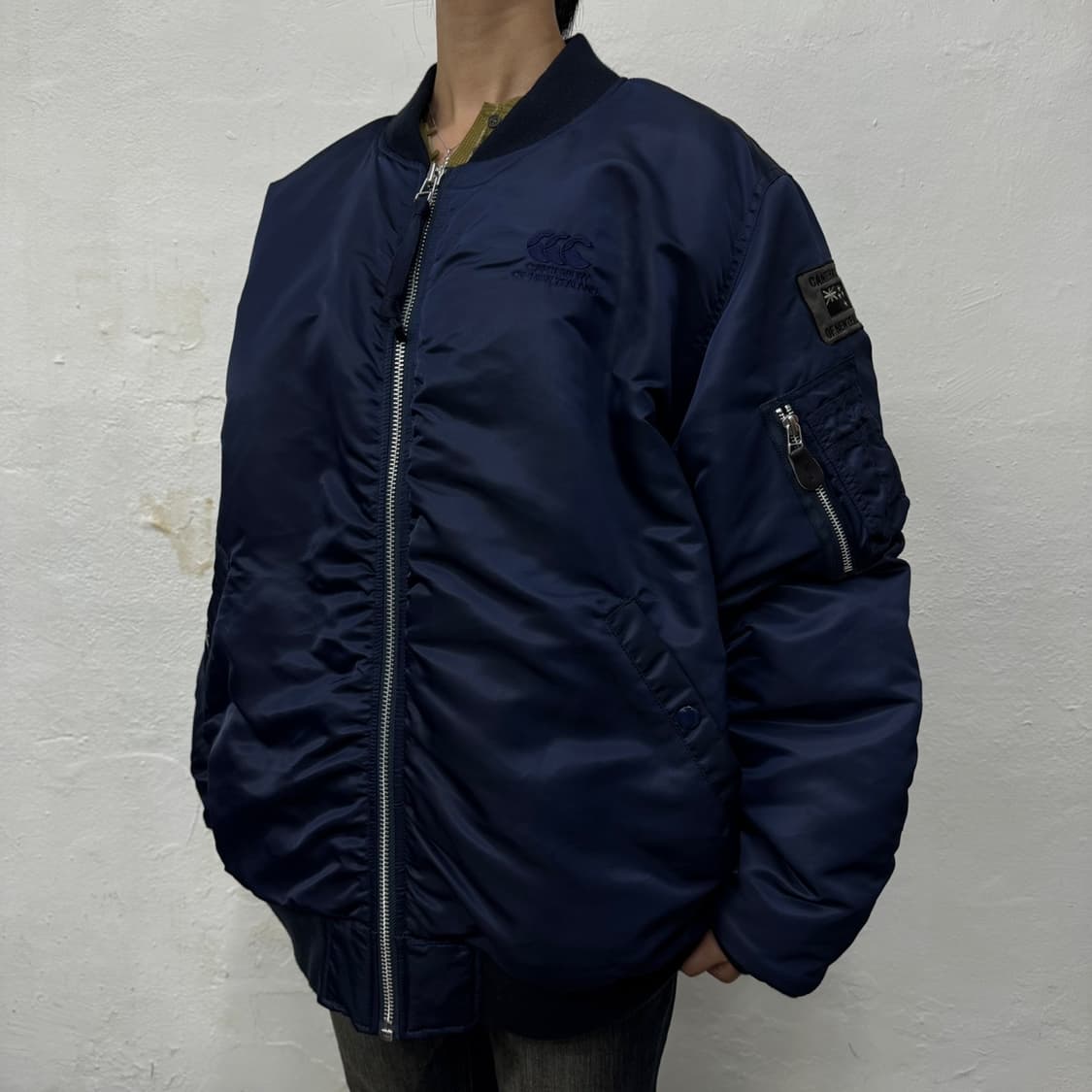 캔터베리 네이비컬러 나일론 양면 자수 패치로고 MA-1 플라이트 자켓 상품이미지1