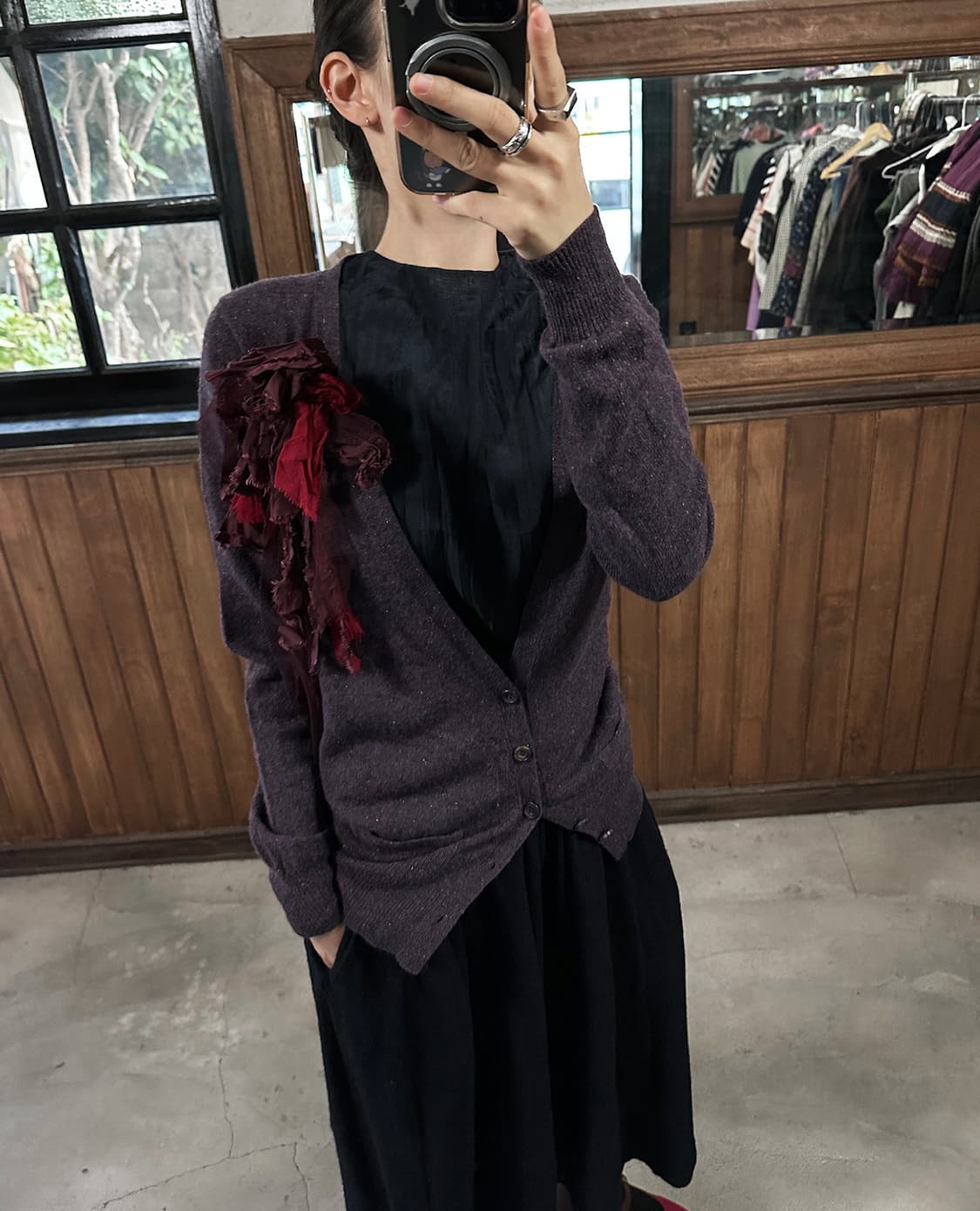 SACAI layered draped fabric detail cardi 상품이미지1