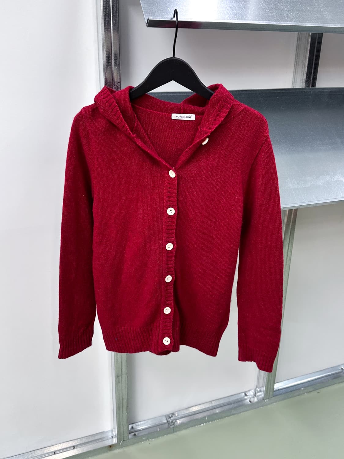 red knit hood cardigan 상품이미지5