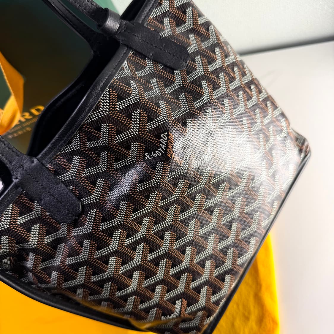 {풀구성} 고야드 미니앙주 블랙 카프 스킨 고야딘 캔버스 토트백 상품이미지6