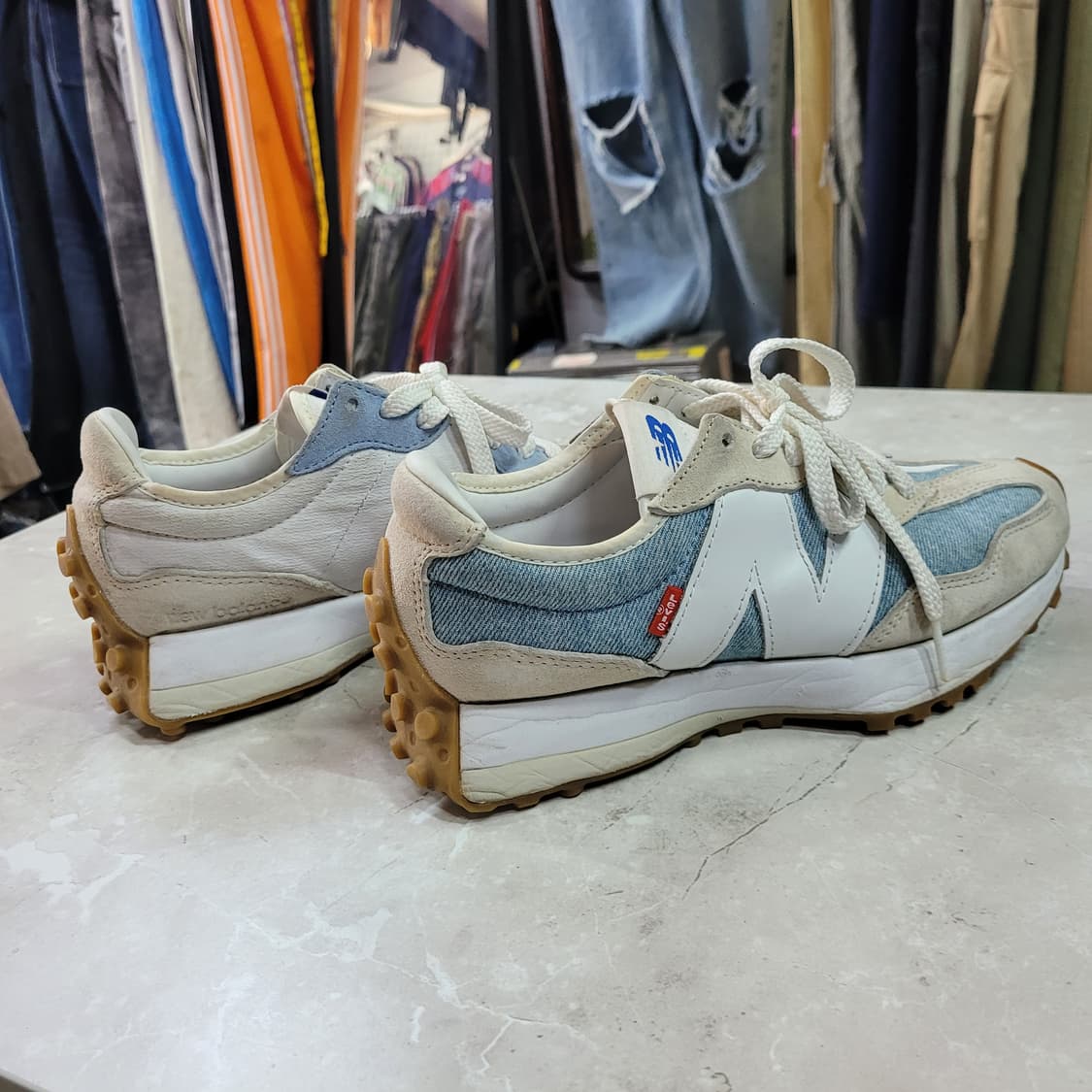 뉴발란스 327 리바이스 아이보리/블루 스니커즈 상품이미지4