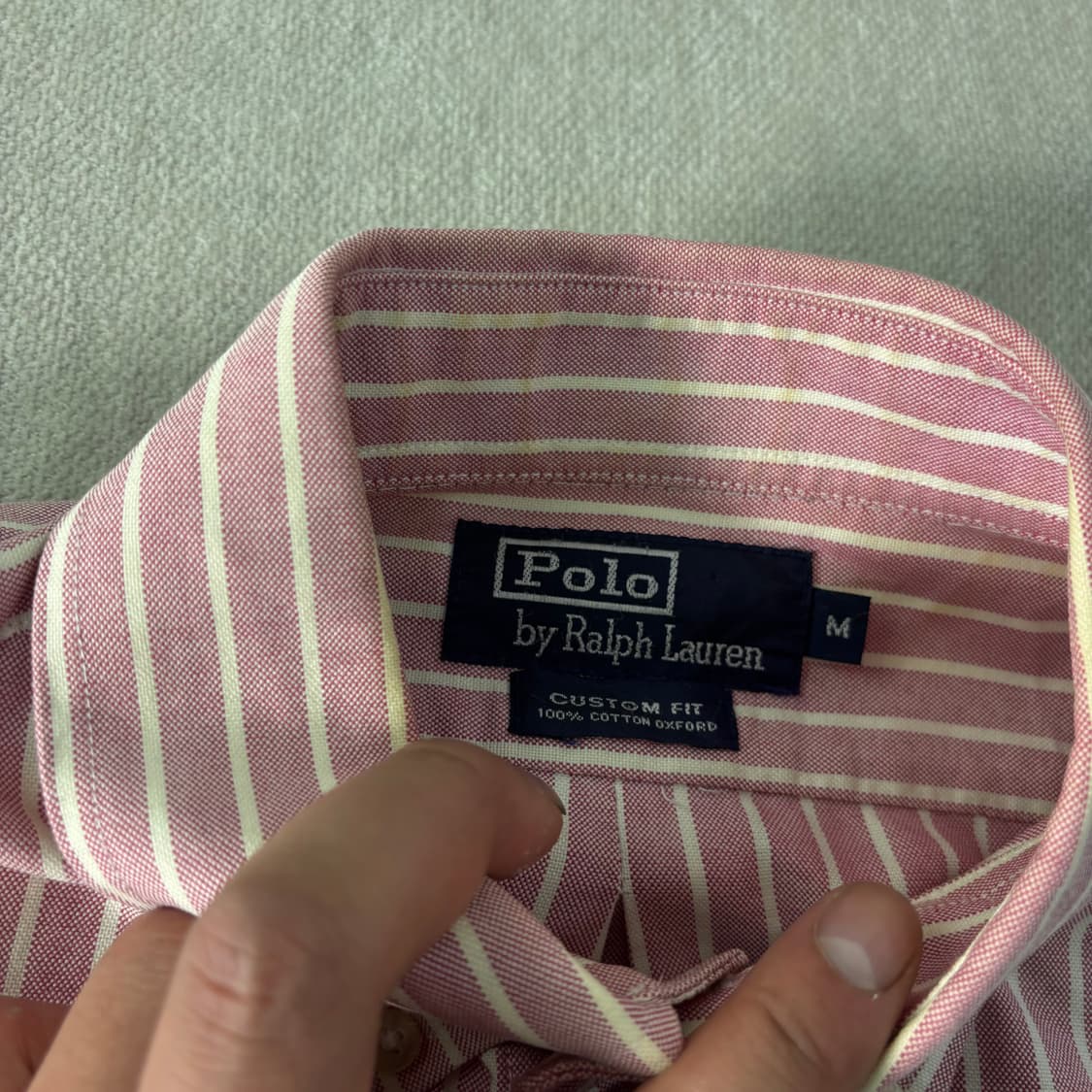 100 폴로랄프로렌 핑크 스트라이프 코튼 셔츠 상품이미지4