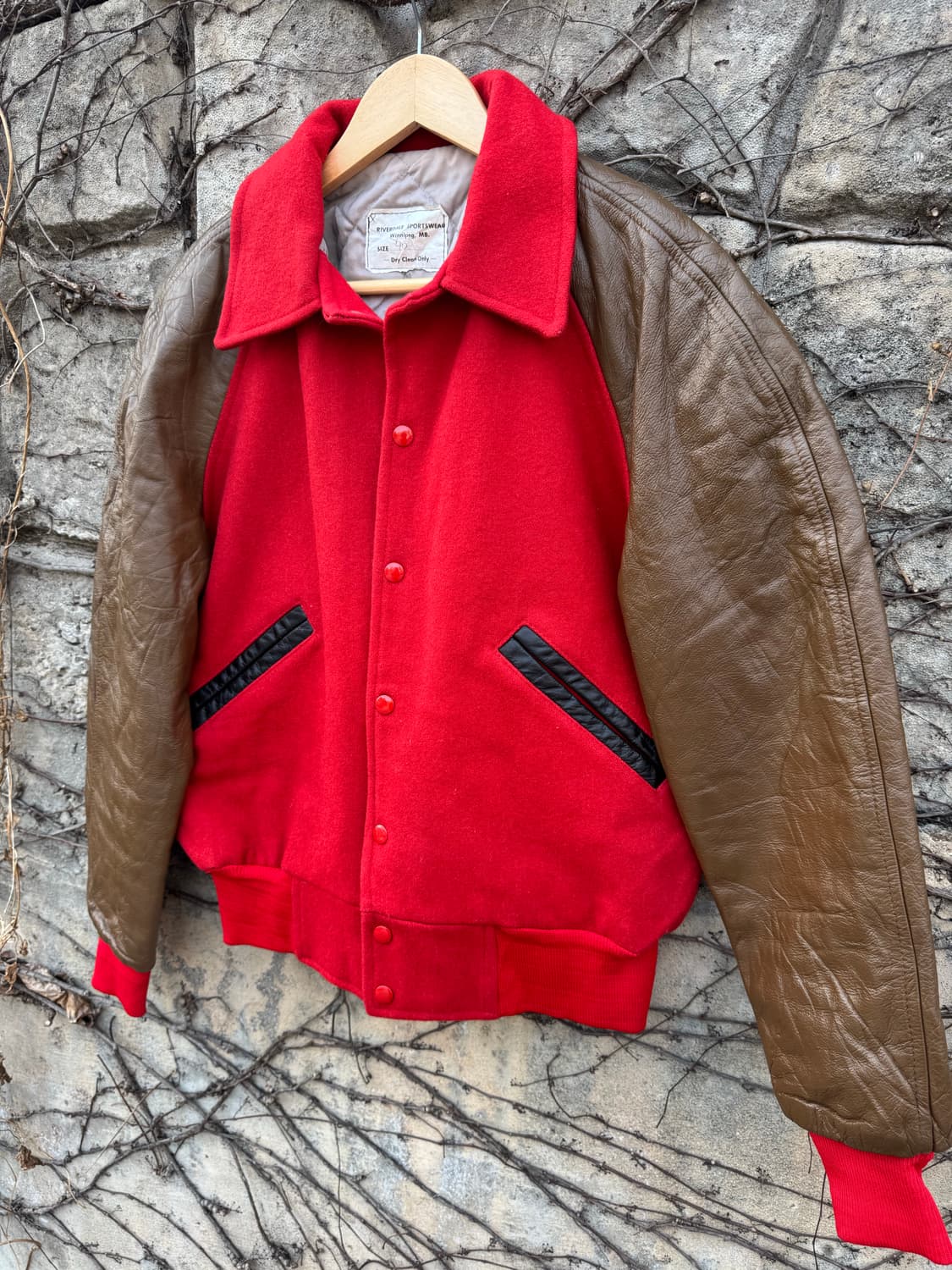 80~90s 빈티지 리버데일 스포츠웨어 울 레더 암 바시티 자켓 40 상품이미지3