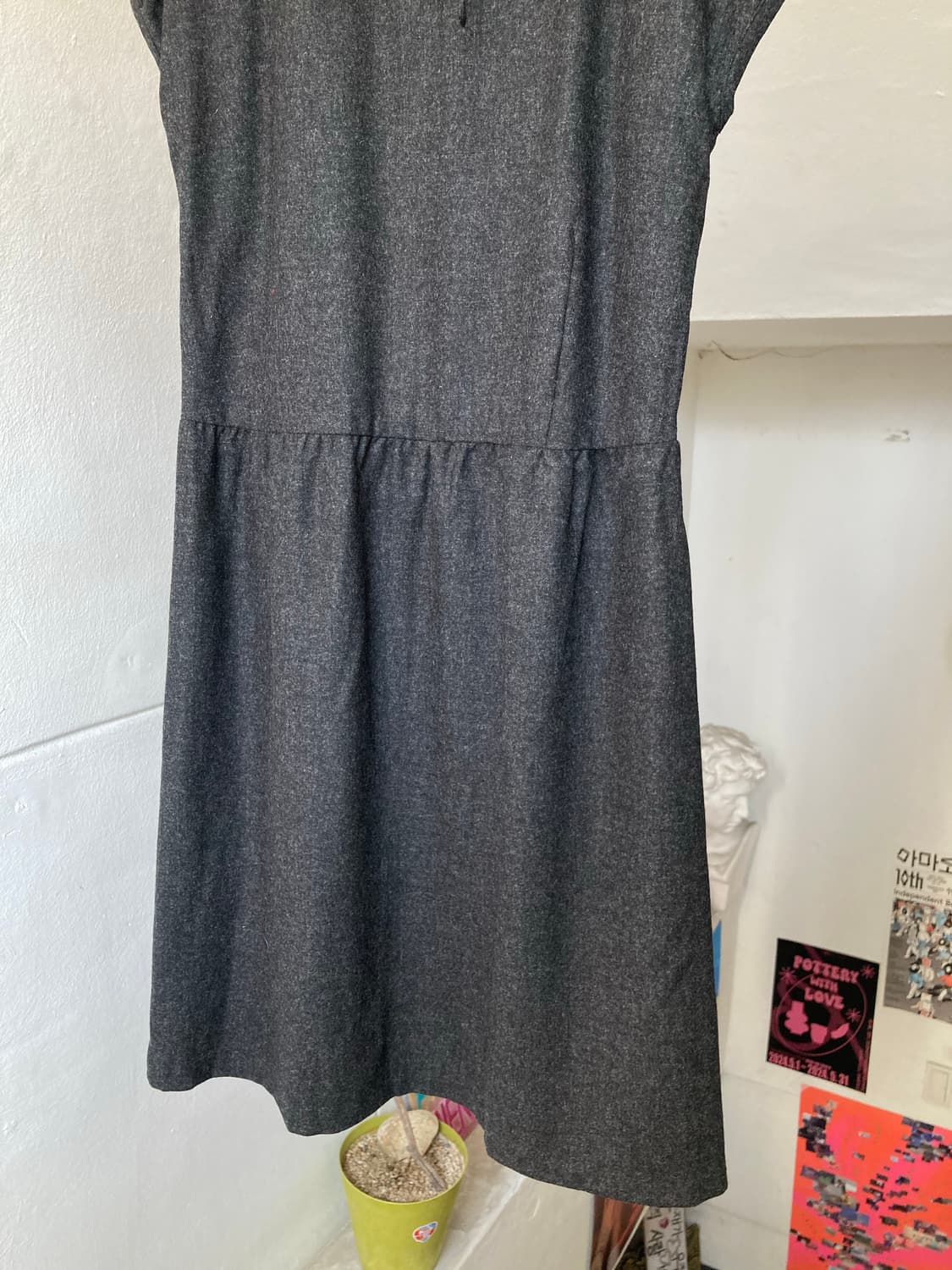 차콜 리본 미니 원피스 상품이미지3