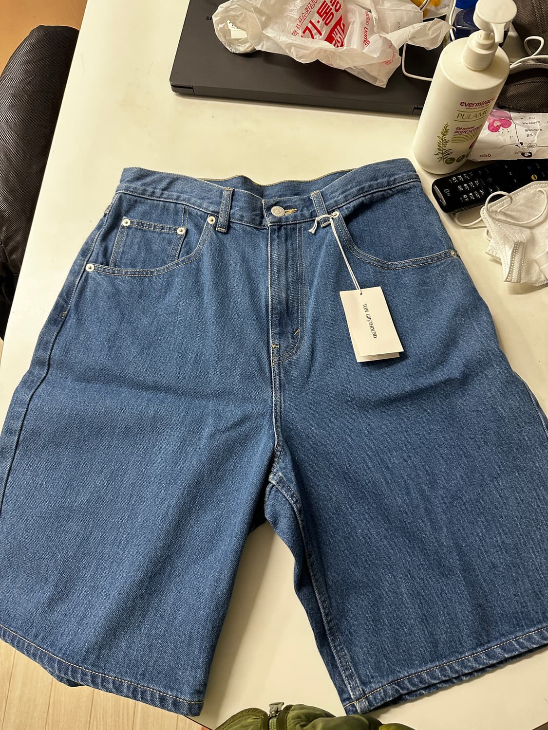 단톤 데님 반바지 40 새상품 상품이미지1