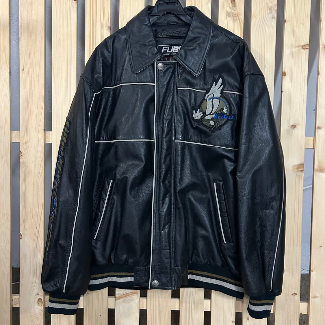 (L) FuBu 90s푸부 가죽 바시티 자켓 상품이미지4