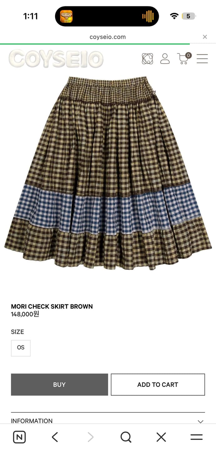 코이세이오 모리 체크 롱 스커트  상품이미지1