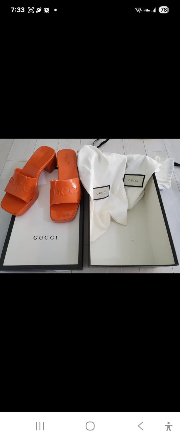 (정품)구찌 젤리 오렌지 뮬 힐 220-230 상품이미지2