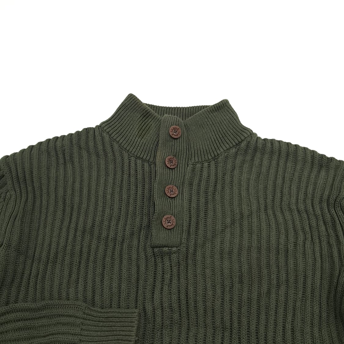 CN941 M 엘엘빈 올리브그린 코튼 헨리넥 긴팔 니트 스웨터 상품이미지3