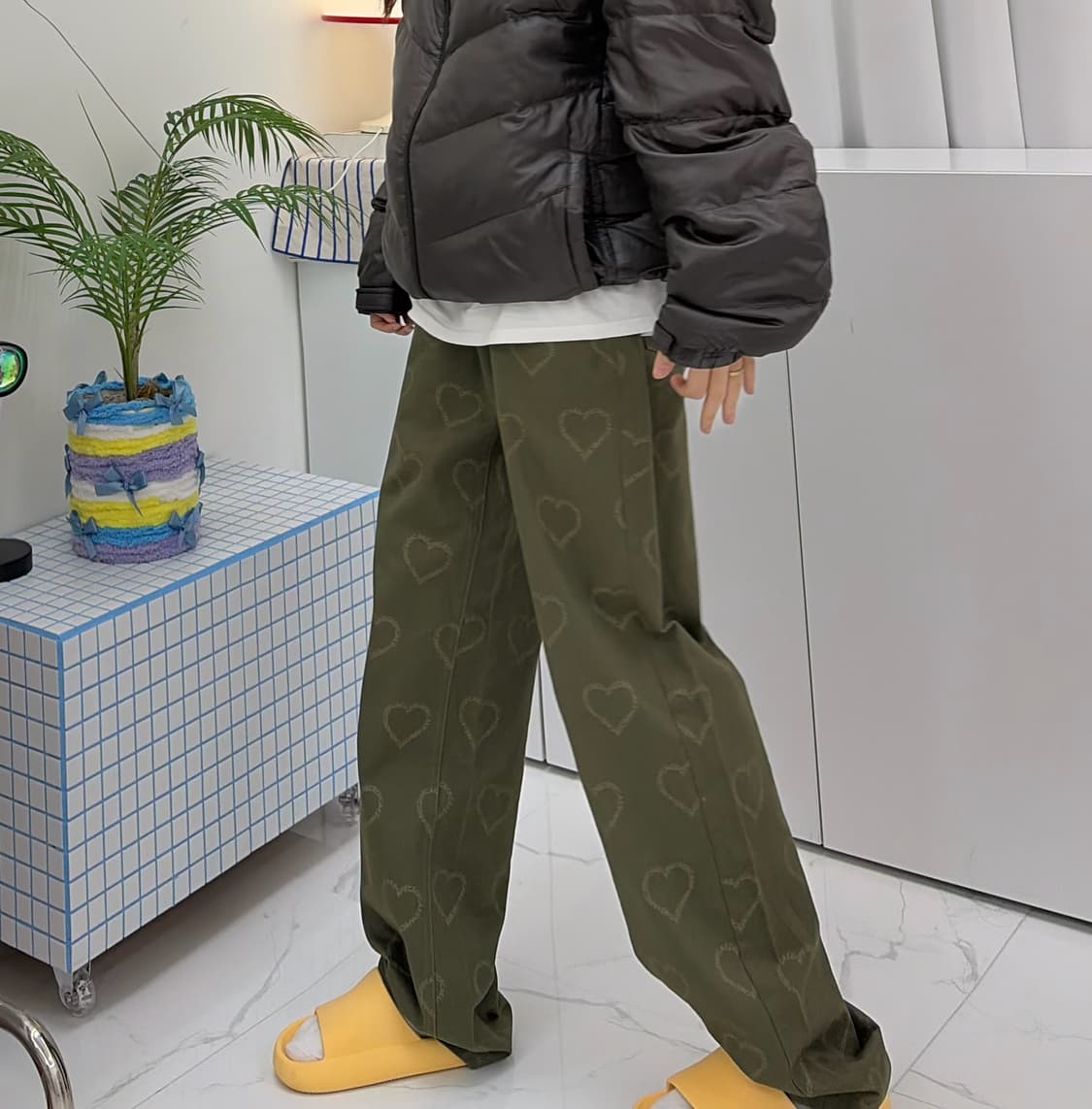 빈티지 하트 핀턱 와이드 팬츠(L) 상품이미지1