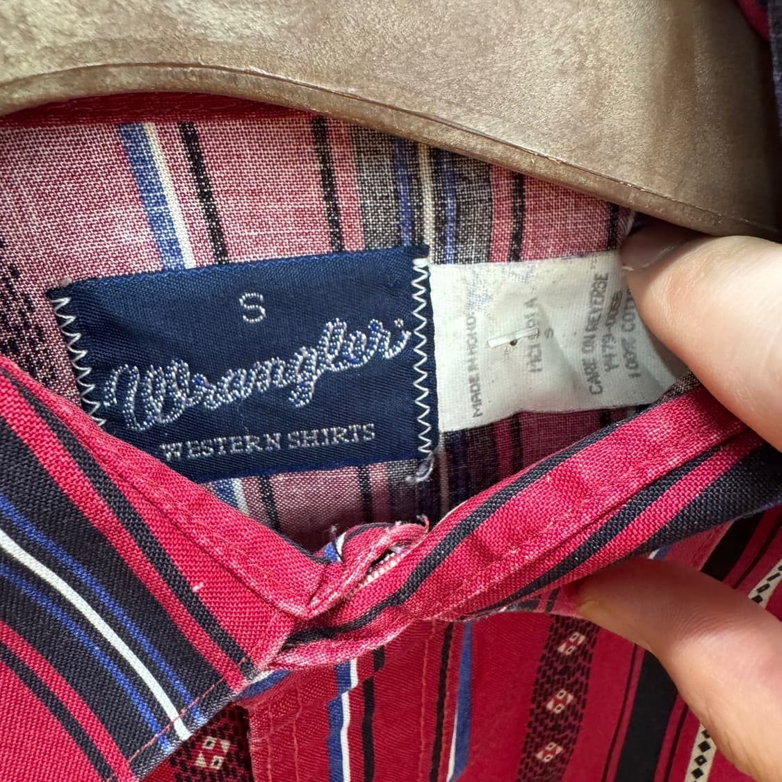 랭글러 웨스턴 셔츠 스트라이프 패턴 투포켓 포인트 레드 상품이미지5