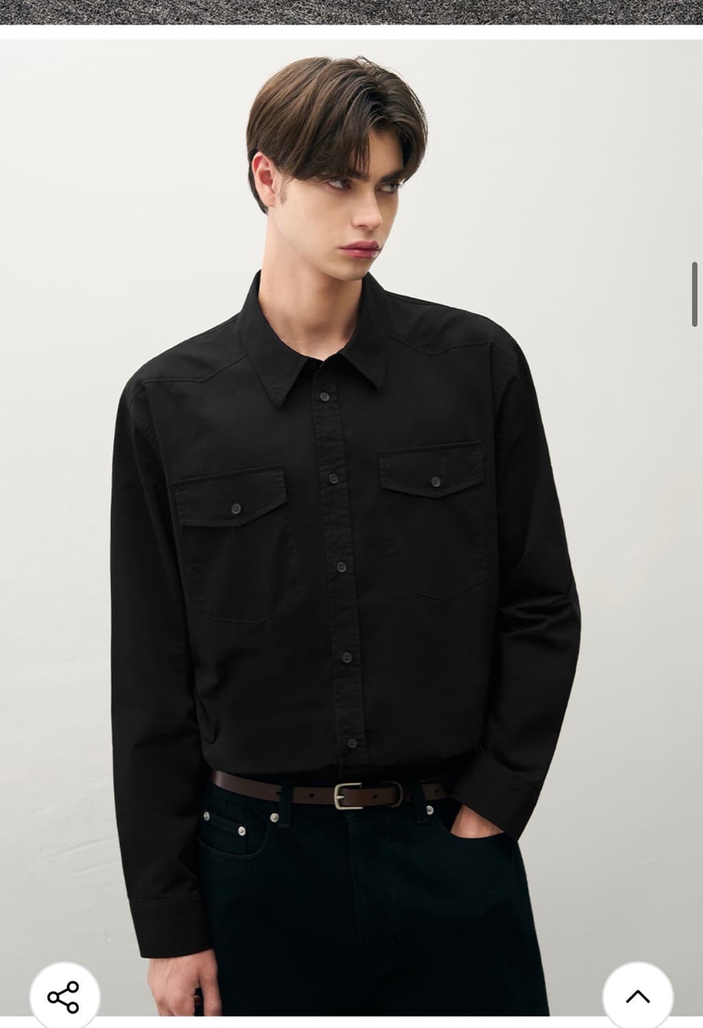 (새상품)(XL) 드로우핏 워시드 코튼 웨스턴 셔츠 [BLACK] 판매 상품이미지5