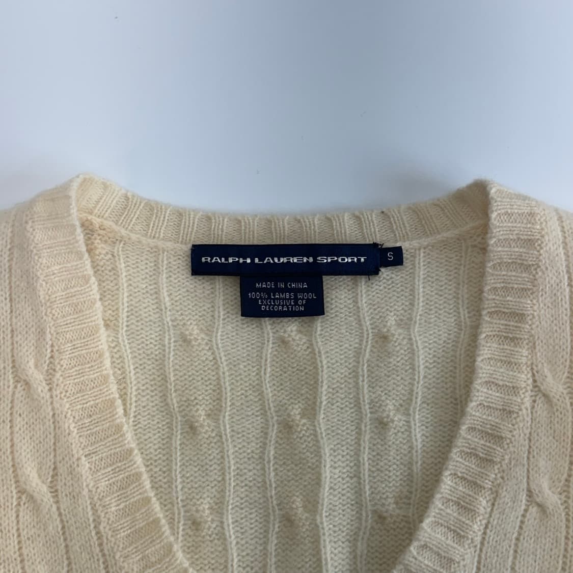 Polo 폴로 네이비 포니 아이보리 케이블 브이넥 니트 상품이미지5