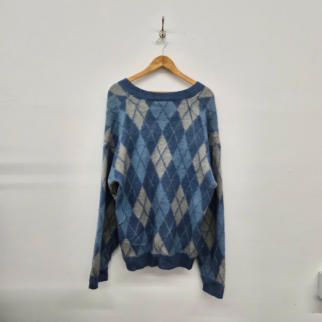 빔즈 아가일 브이넥 가디건 블루 남성 L 상품이미지8