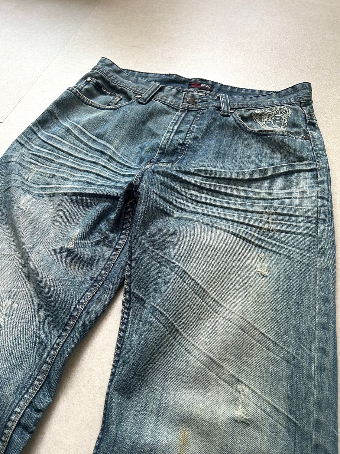 베르사체 2000s 블루 워싱 웨이브진 상품이미지5