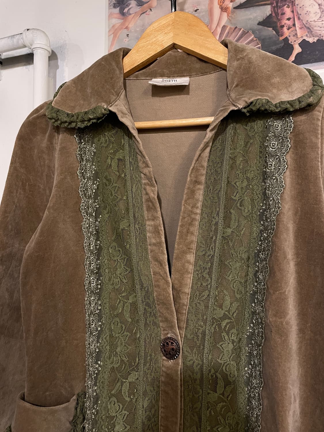 페어리 그린 레이스 음각 버튼 브라운 자켓 y2k 상품이미지4
