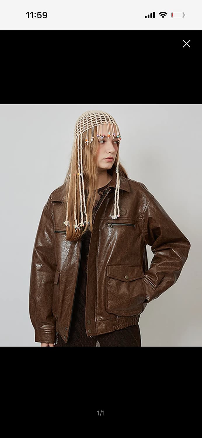 크랭크 빈티지 레더 자켓 브라운 상품이미지1