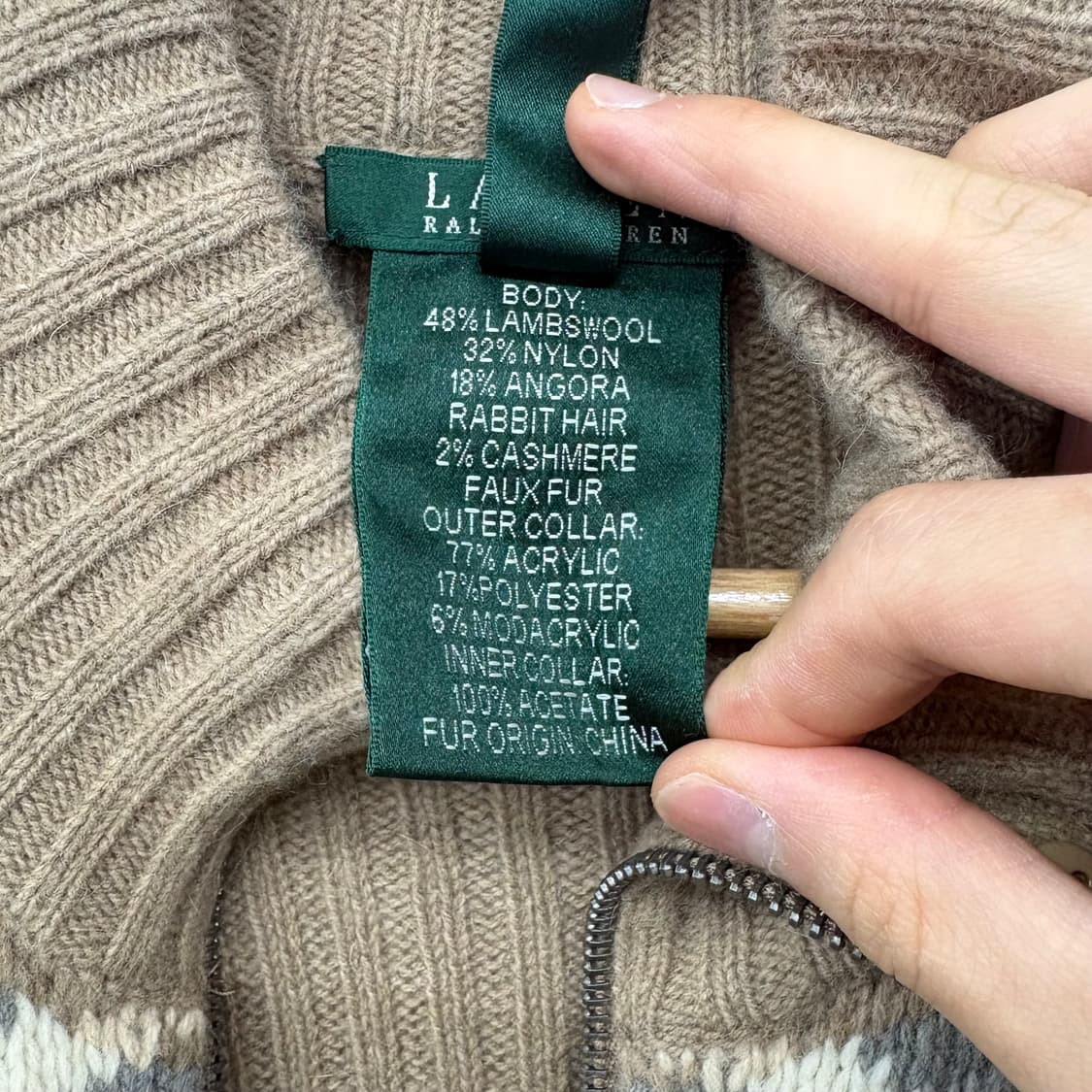 랄프로렌 집업 니트 가디건 브라운 패턴 여/L 상품이미지7