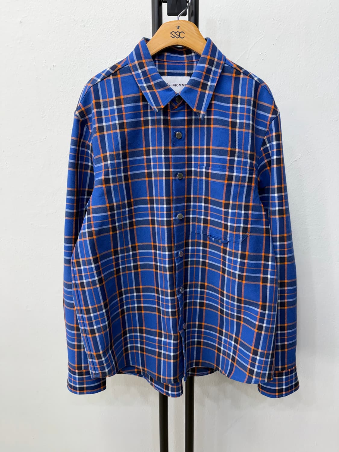 정품) 솔리드옴므 블루 체크 셔츠 46 상품이미지1