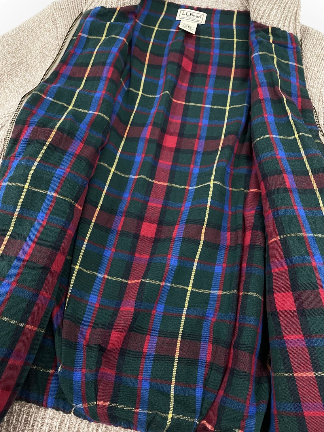 빈티지 엘엘빈 타탄 체크 라인 램스울 풀 집 니트 가디건 상품이미지7