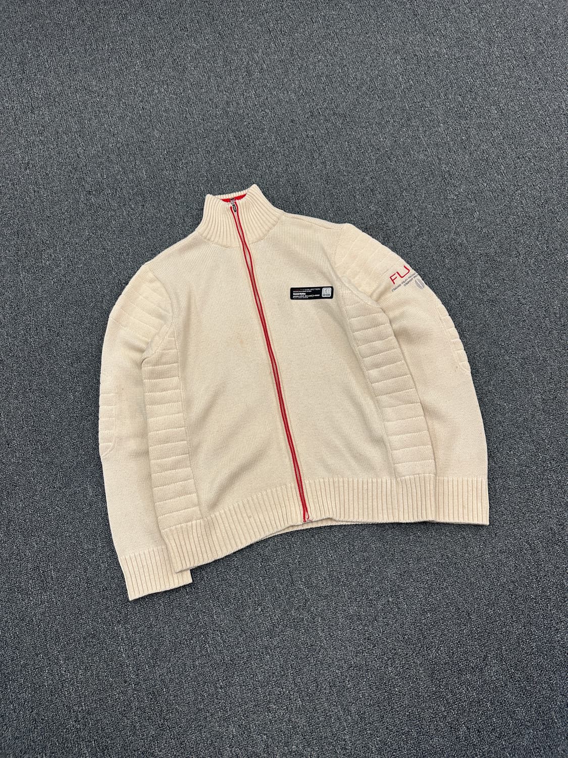 L) 후부 아이보리 니트 집업 스웨터 상품이미지1