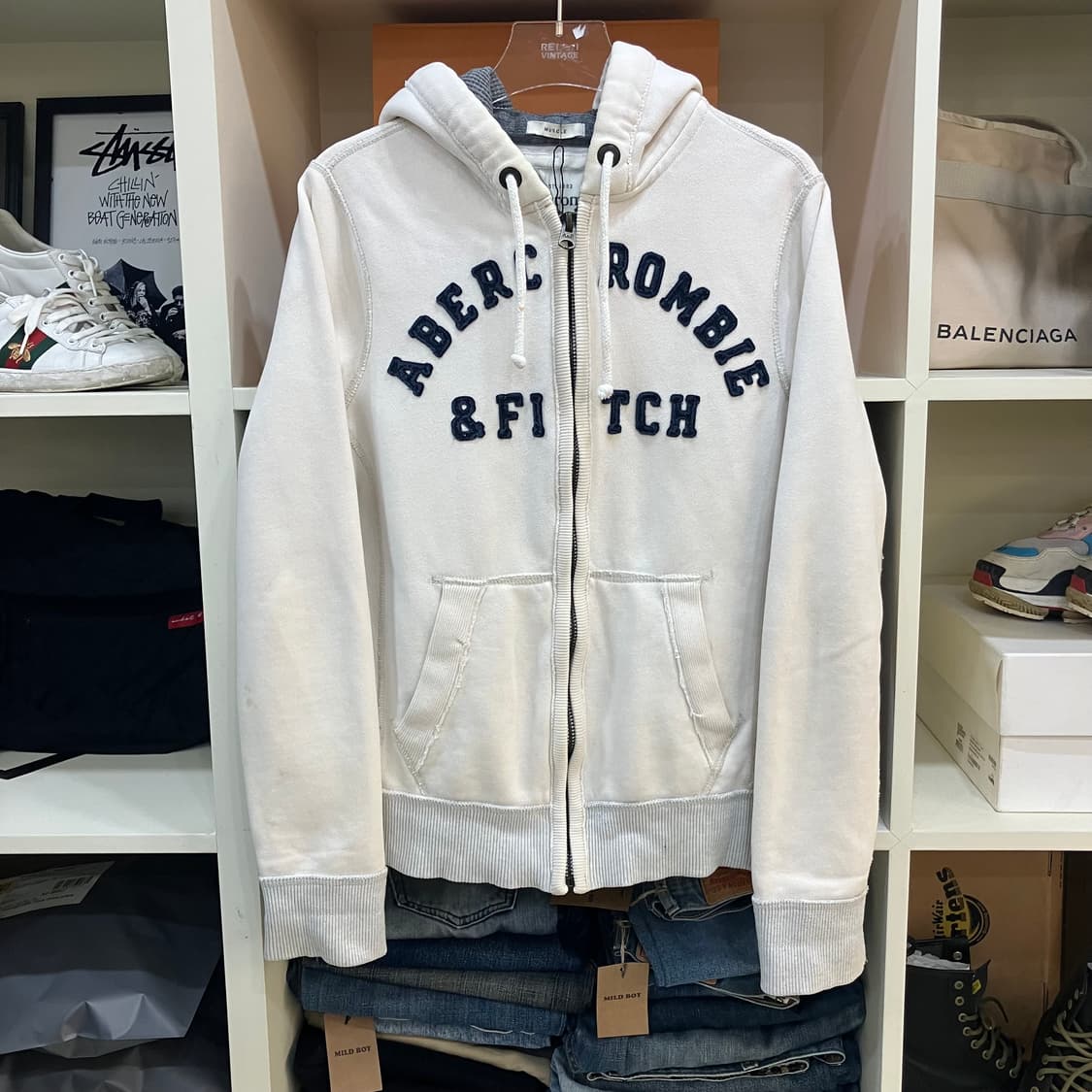 아베크롬비 화이트 후드집업 S 상품이미지1