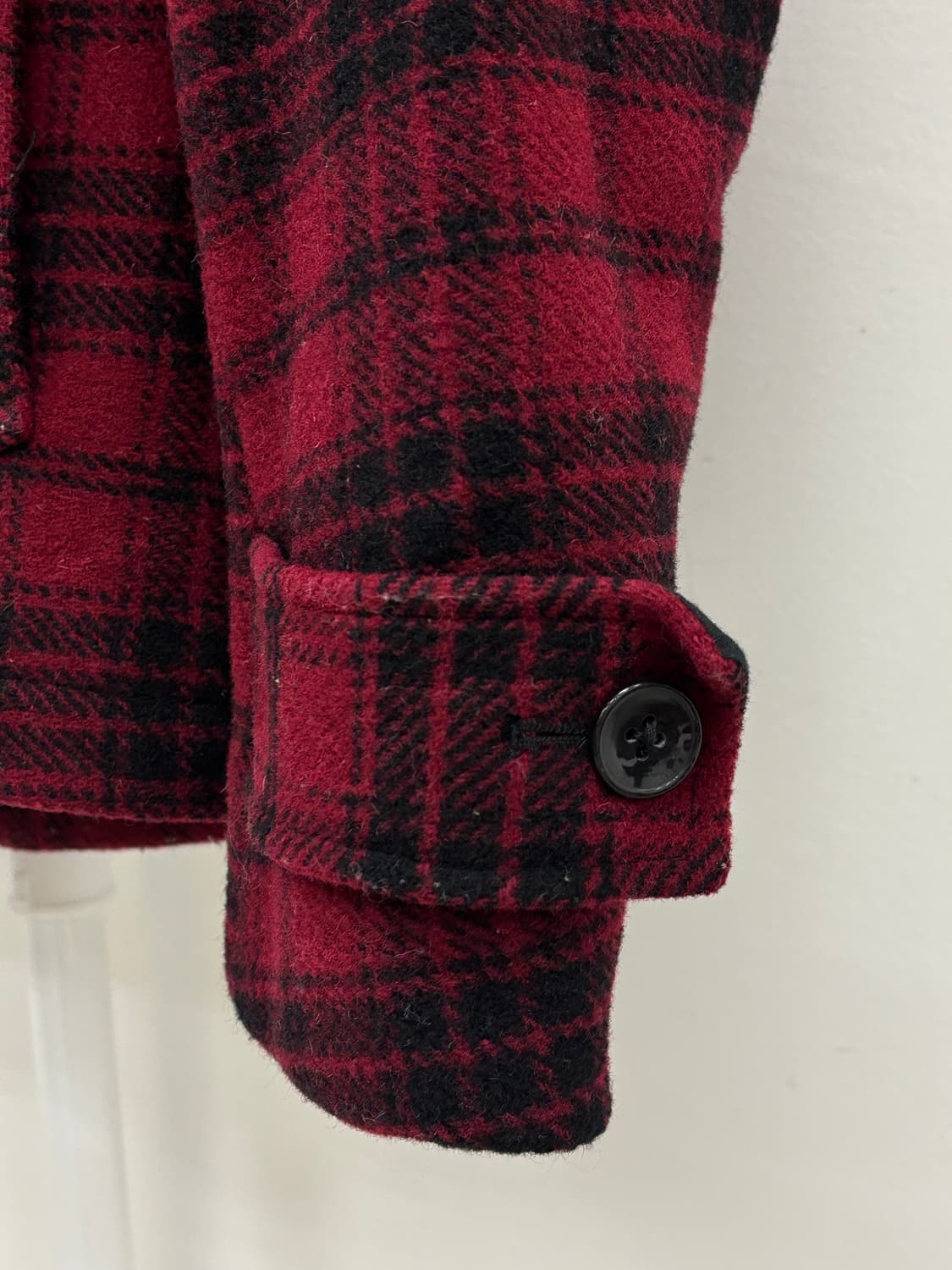 빈티지 레드 후드 더플 하프 울 코트 상품이미지4