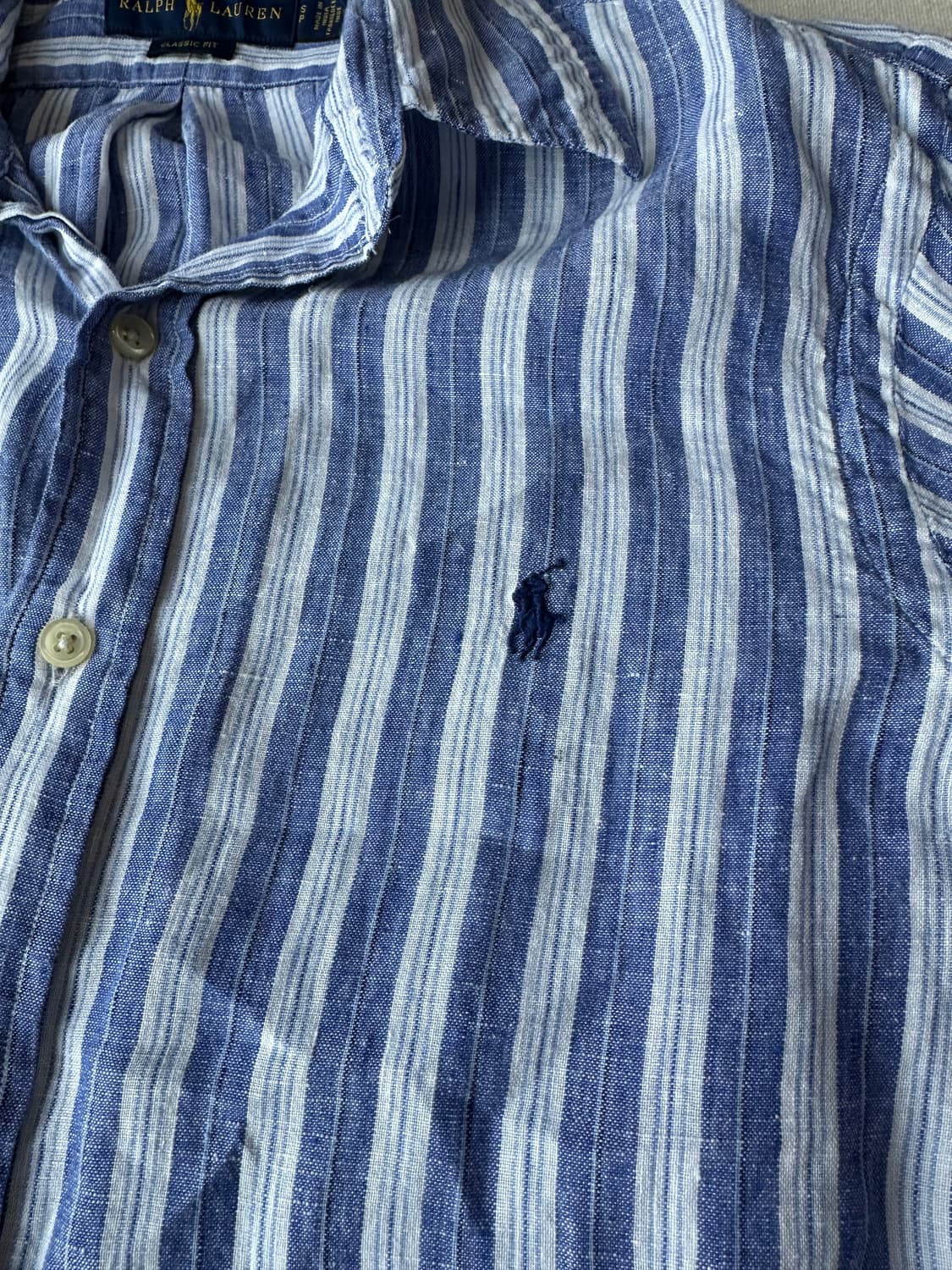 폴로 린넨 스트라이프 셔츠 클래식핏 S 상품이미지3