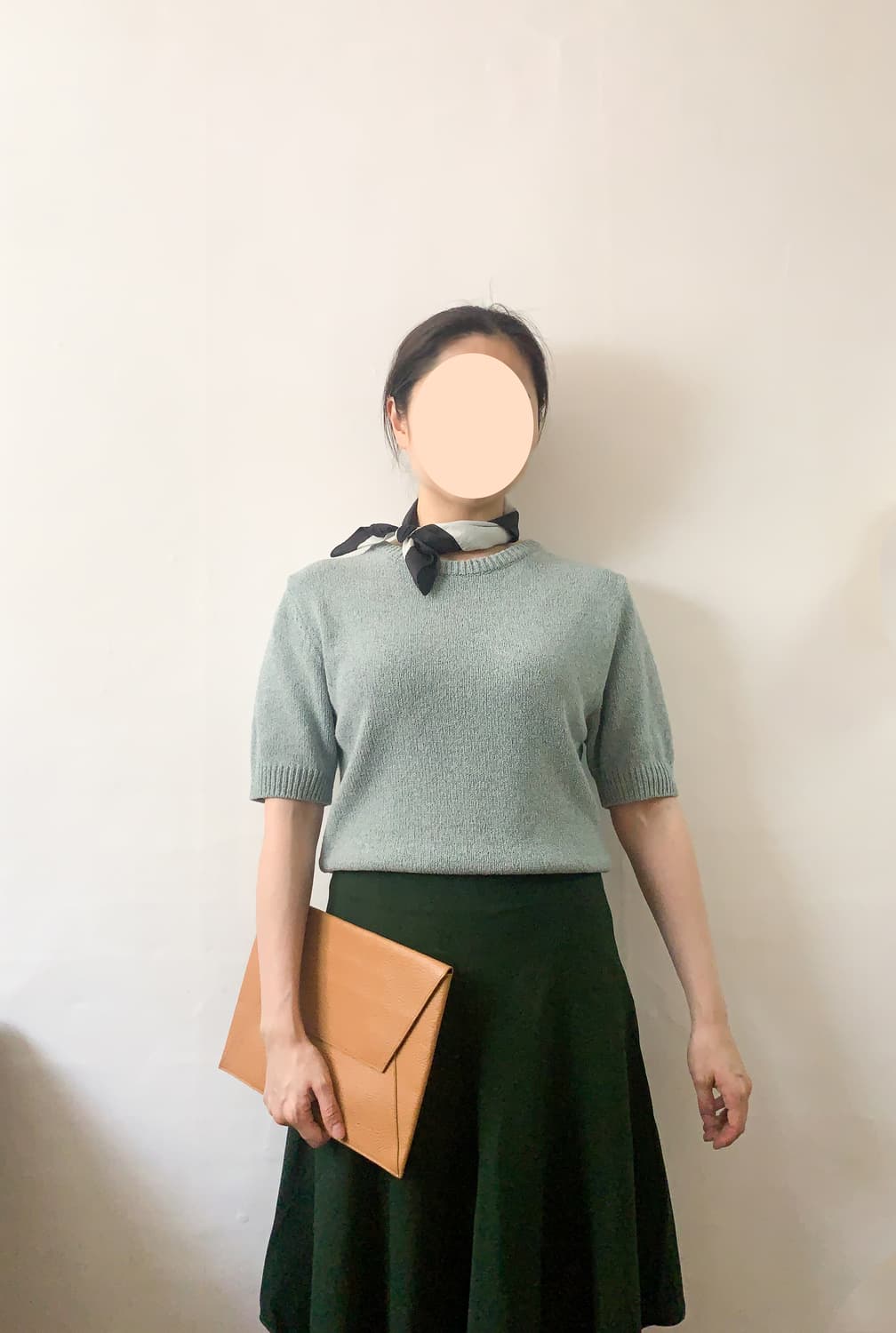 [S] 아모멘토 AMOMENTO 스카이블루 백홀 여름 반팔 니트 상품이미지9