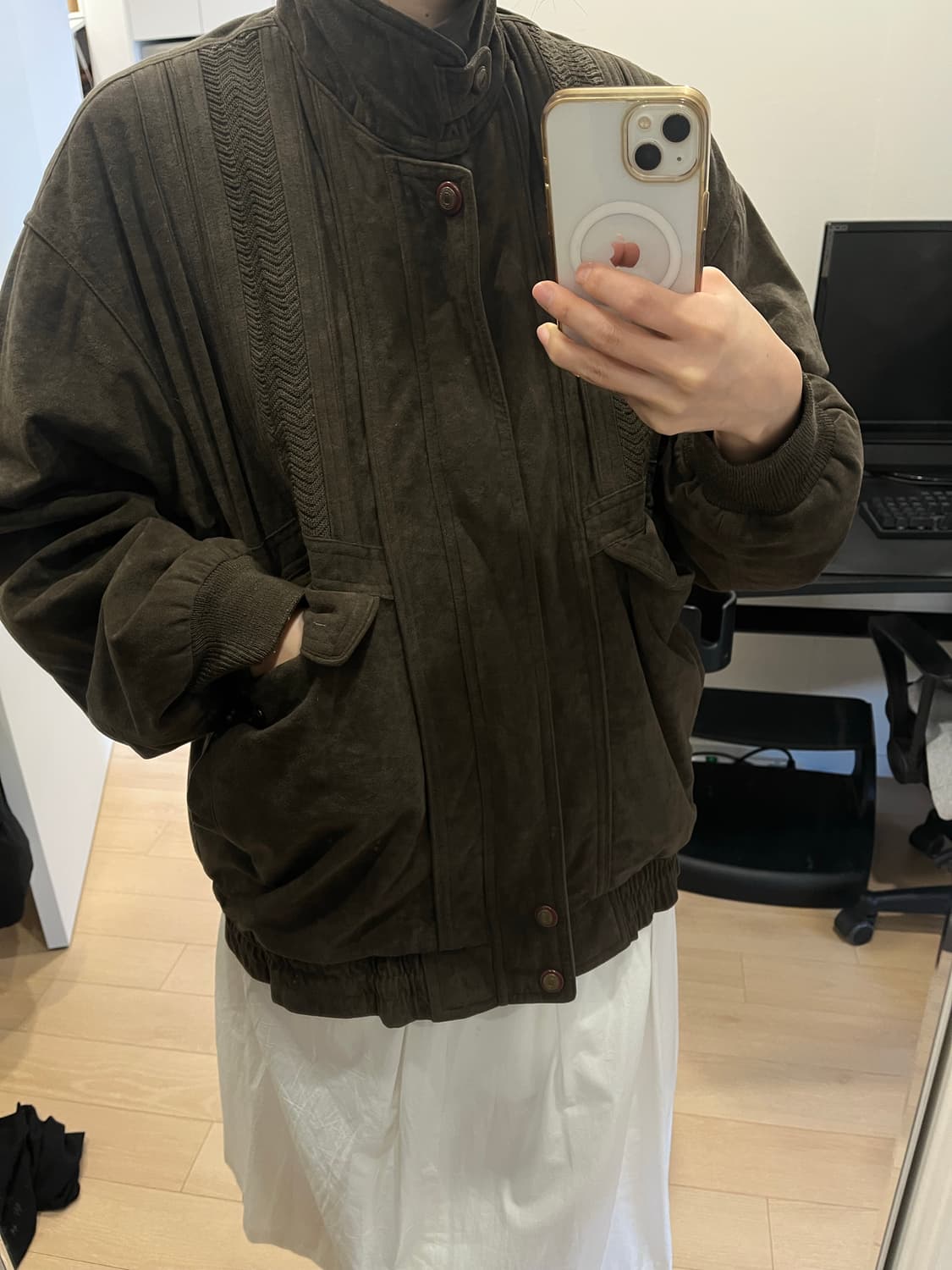 브라운 스웨이드 누빔 자켓 상품이미지2