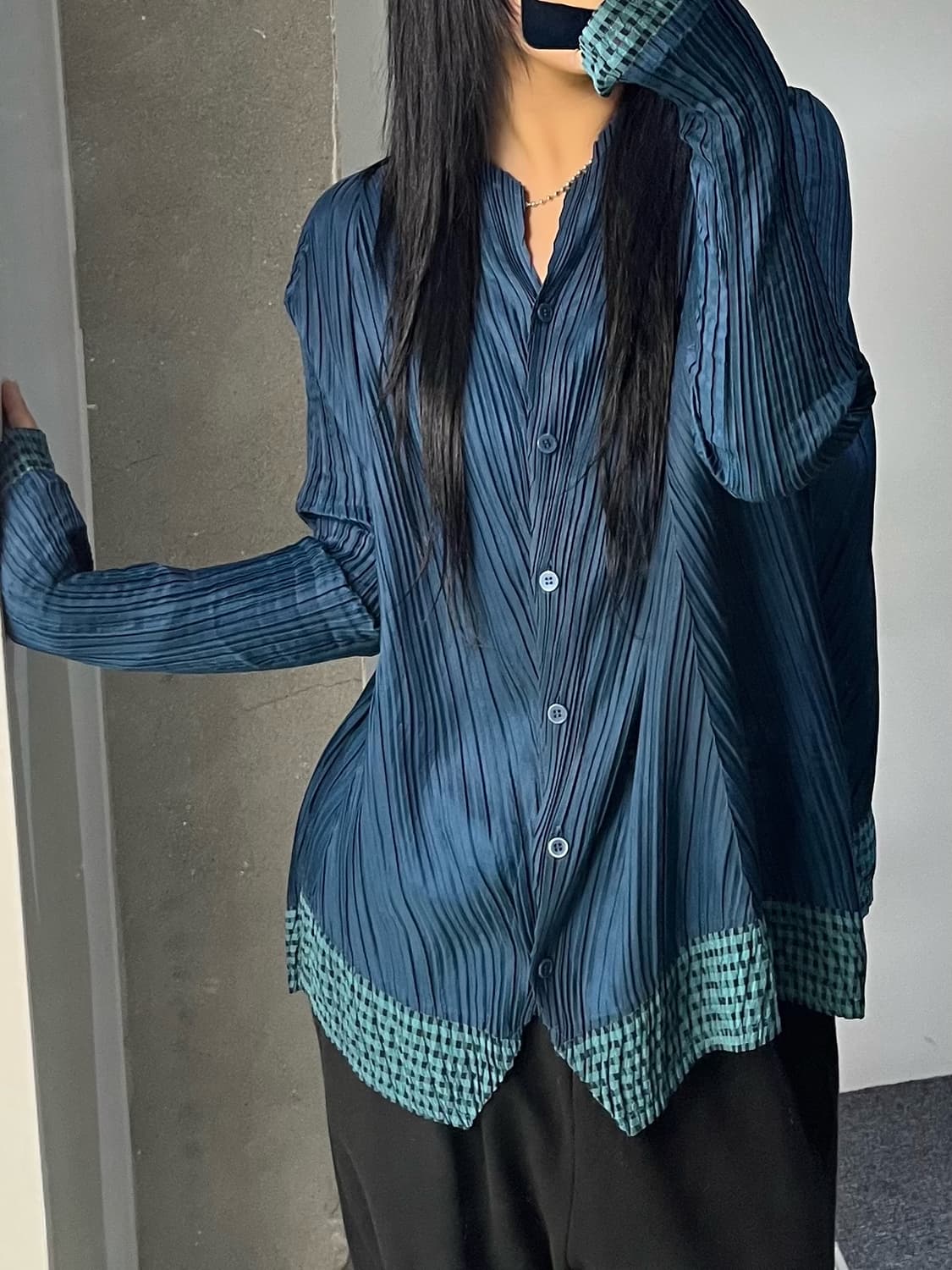 이세이 미야케 플리츠 체크 가디건 상품이미지1