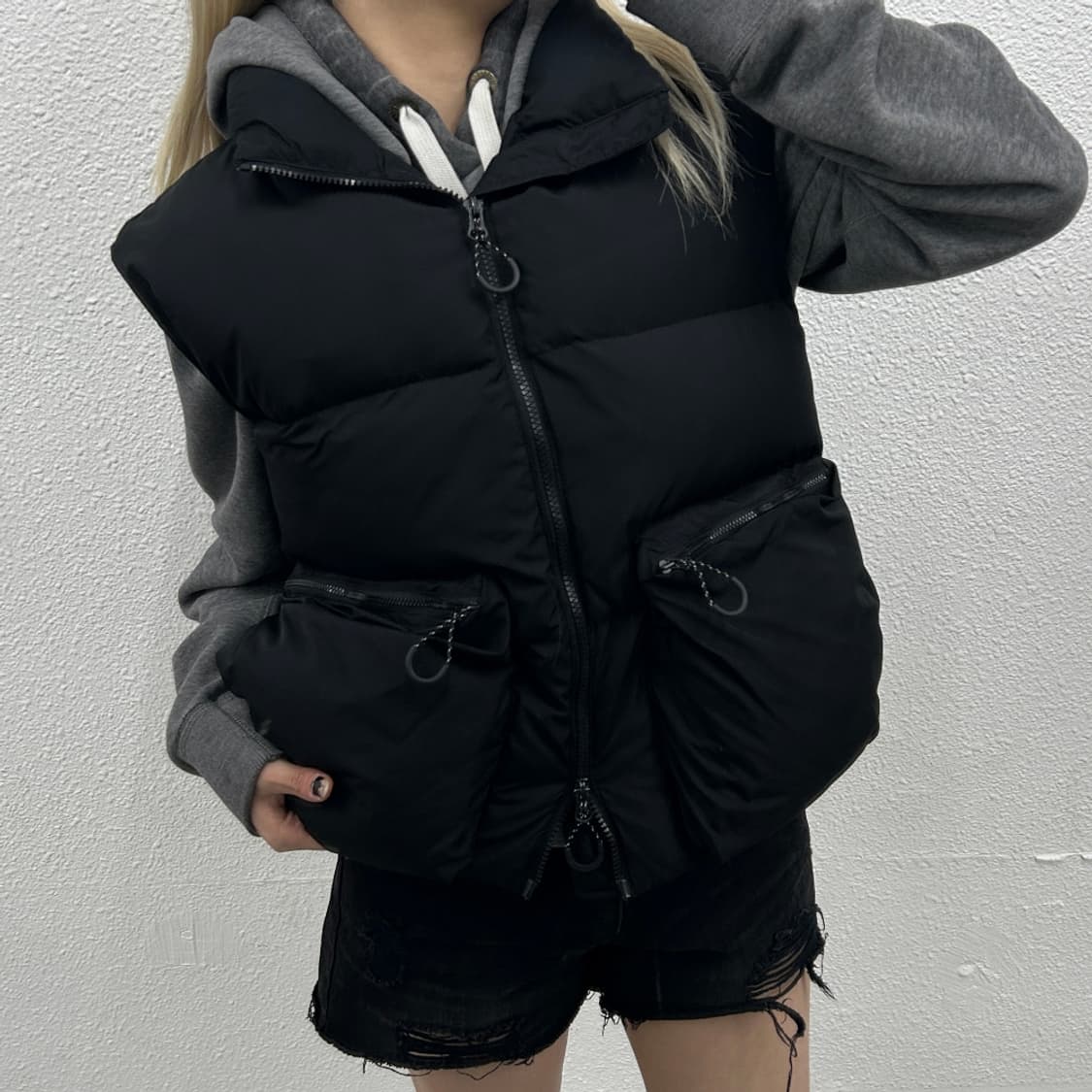 마뗑킴 포켓 블랙 패딩조끼 S 상품이미지2