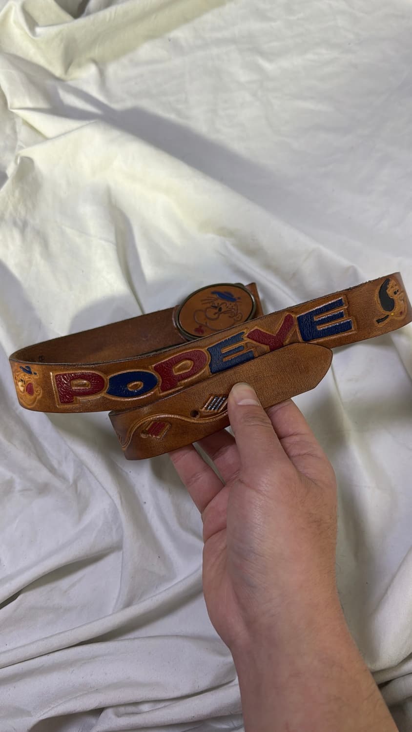 Usa kfs 뽀빠이 올리브 엠보 레더 벨트 popeye 상품이미지3