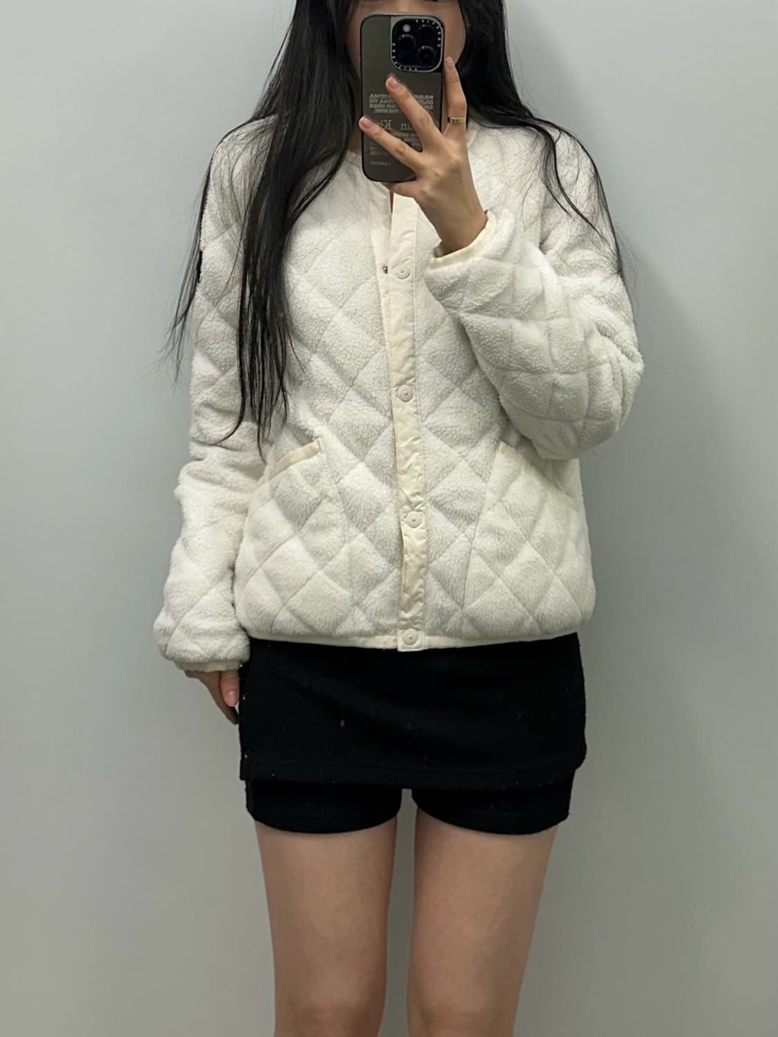 네셔널지오그래픽 화이트 플리스 퀼팅 자켓 상품이미지1