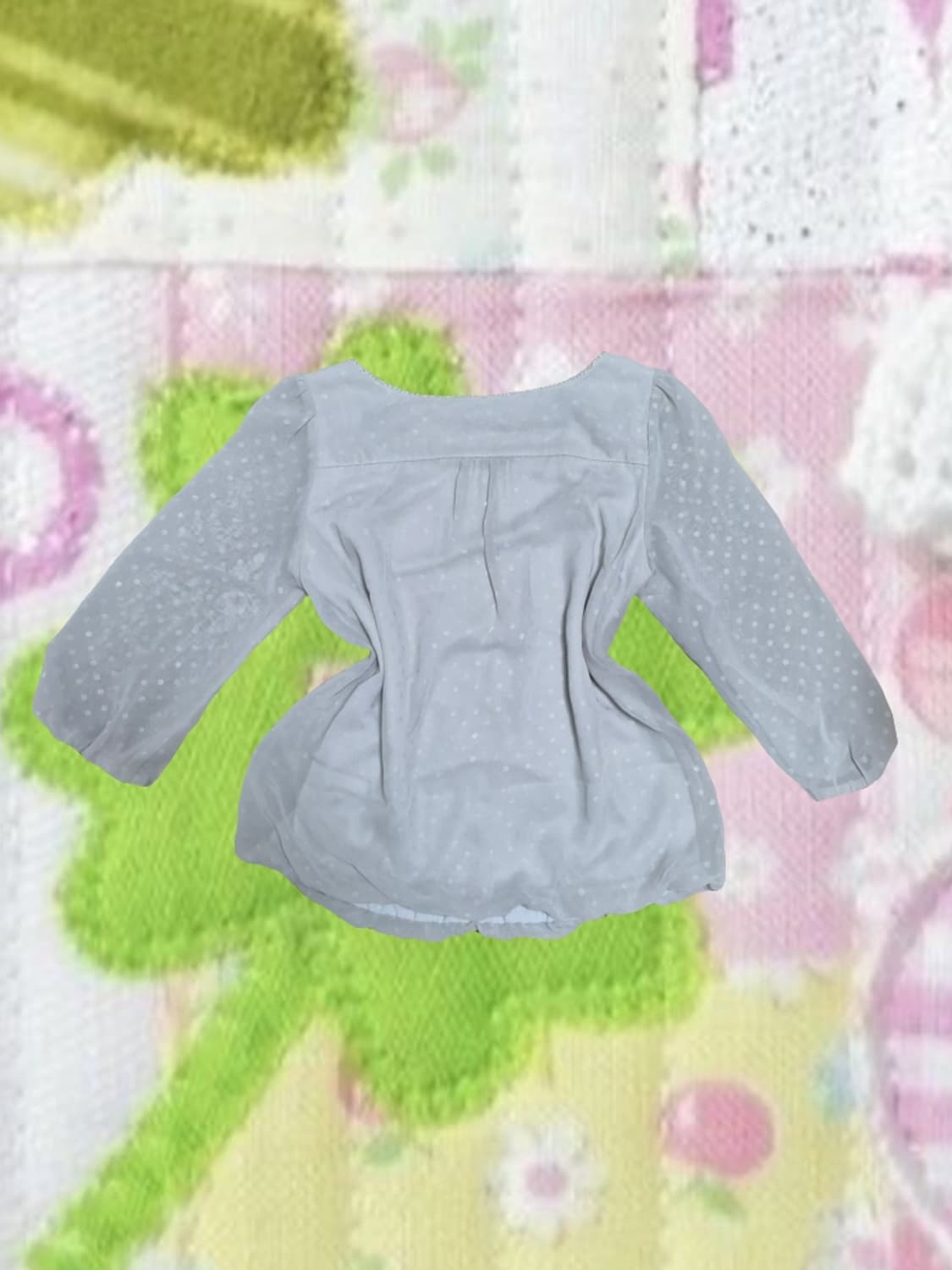 빈티지 모리걸 땡땡이 도트 블라우스 레이스 보트넥 상품이미지2