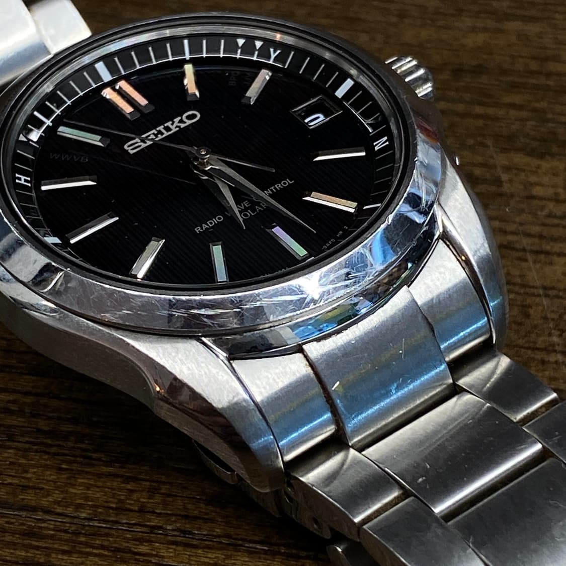 Seiko 세이코 브라이츠 솔라 쿼츠 라디오 은장 메탈 시계 상품이미지4