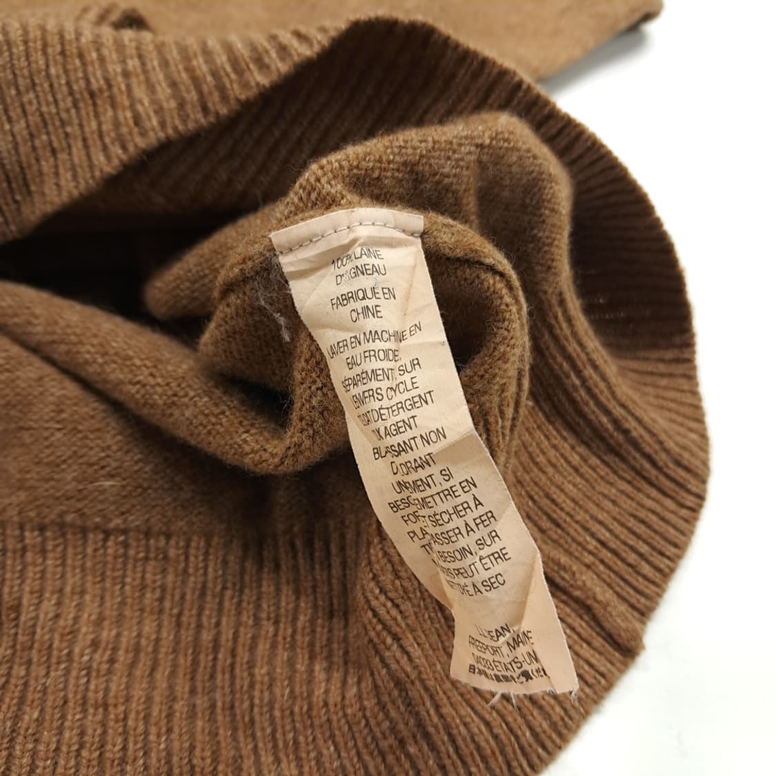 CN944 XL 엘엘빈 카멜브라운 램스울 V넥 긴팔 니트 스웨터 상품이미지6