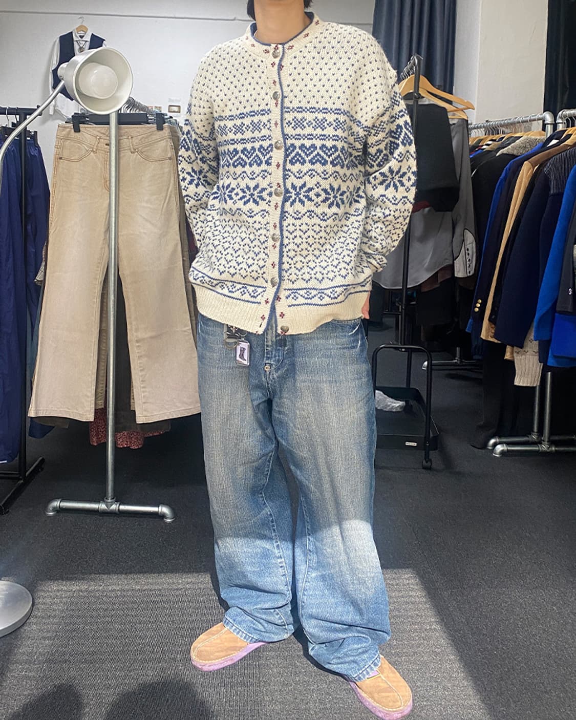 빈티지 L.L.Bean 화이트 노르딕 가디건 상품이미지2